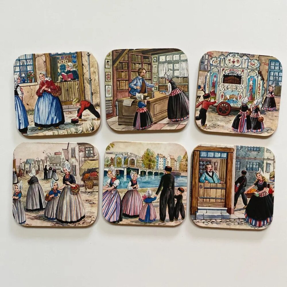 Dutch Coasters Cork Home Decor Netherlands Holland Amsterdam Collectible SET